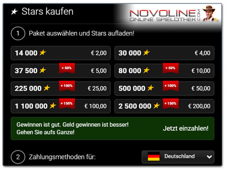 Das Novoline Casino StarGames mit der alten Stars Spielgeldwährung