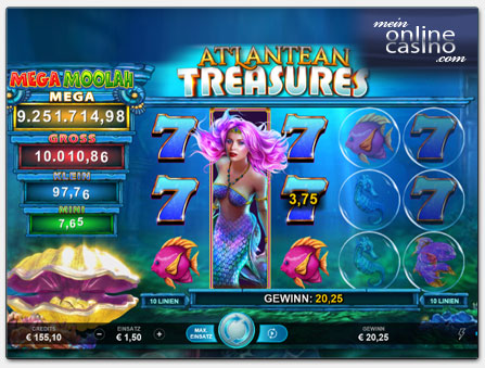 Neon Valley Studios Microgaming Mega Moolah Atlantean Treasures Spielautomat