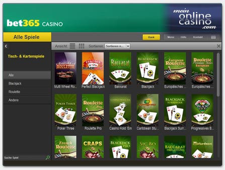 bet365 Casino Spiele Lobby