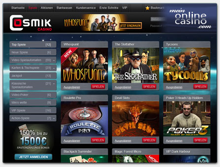 CosmikCasino Spiele Lobby