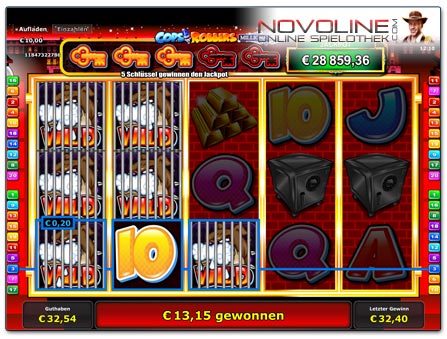 Novoline Spiel Cops 'n' Robbers Millionaires Row Freispielrunde