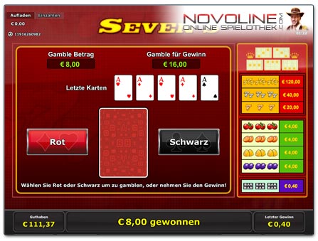Novoline Spiel Seven's Kartenrisiko